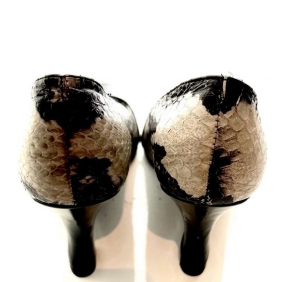 Carlos Falchi Wedge Snakeskin Peep Toe Heels - Picture 10 of 16